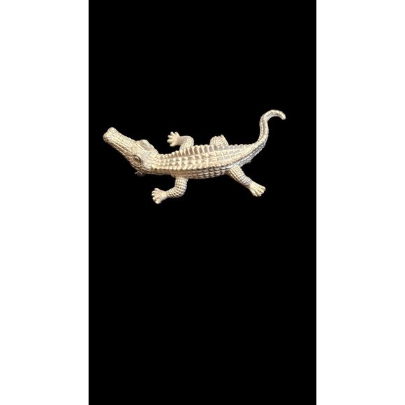 Vintage Crocodile Brooch Pin - Silver Tone Metal - For Reptile Enthusiasts - Picture 10 of 11